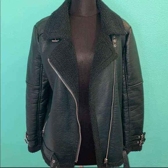 Forever 21 Green Faux Leather Biker Jacket - Picture 5 of 8